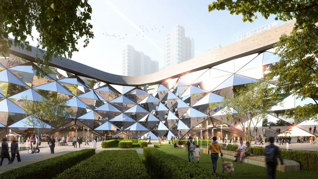 Lifestyle Shopping Centre - Plaza Entrance View - China - Visualisation